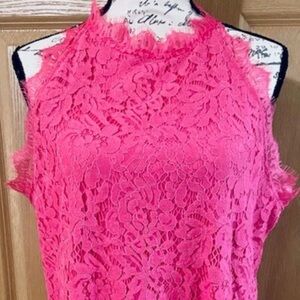 Women’s hot pink lace tank top.